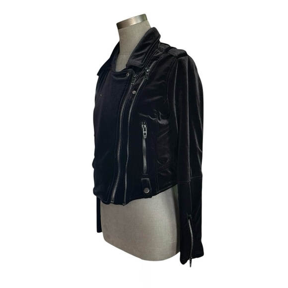 BlankNYC Anthropologie Moto Jacket Black Velvet Zip Front Women's Jacket Size M - Picture 4 of 11